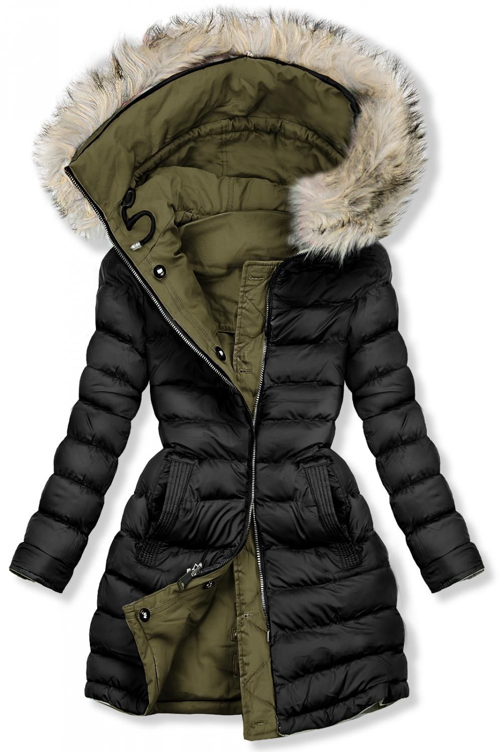 Wende-Parka für Winter khaki