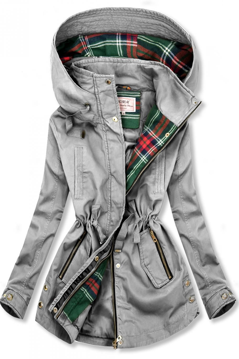 Übergangsparka mit Kapuze grau