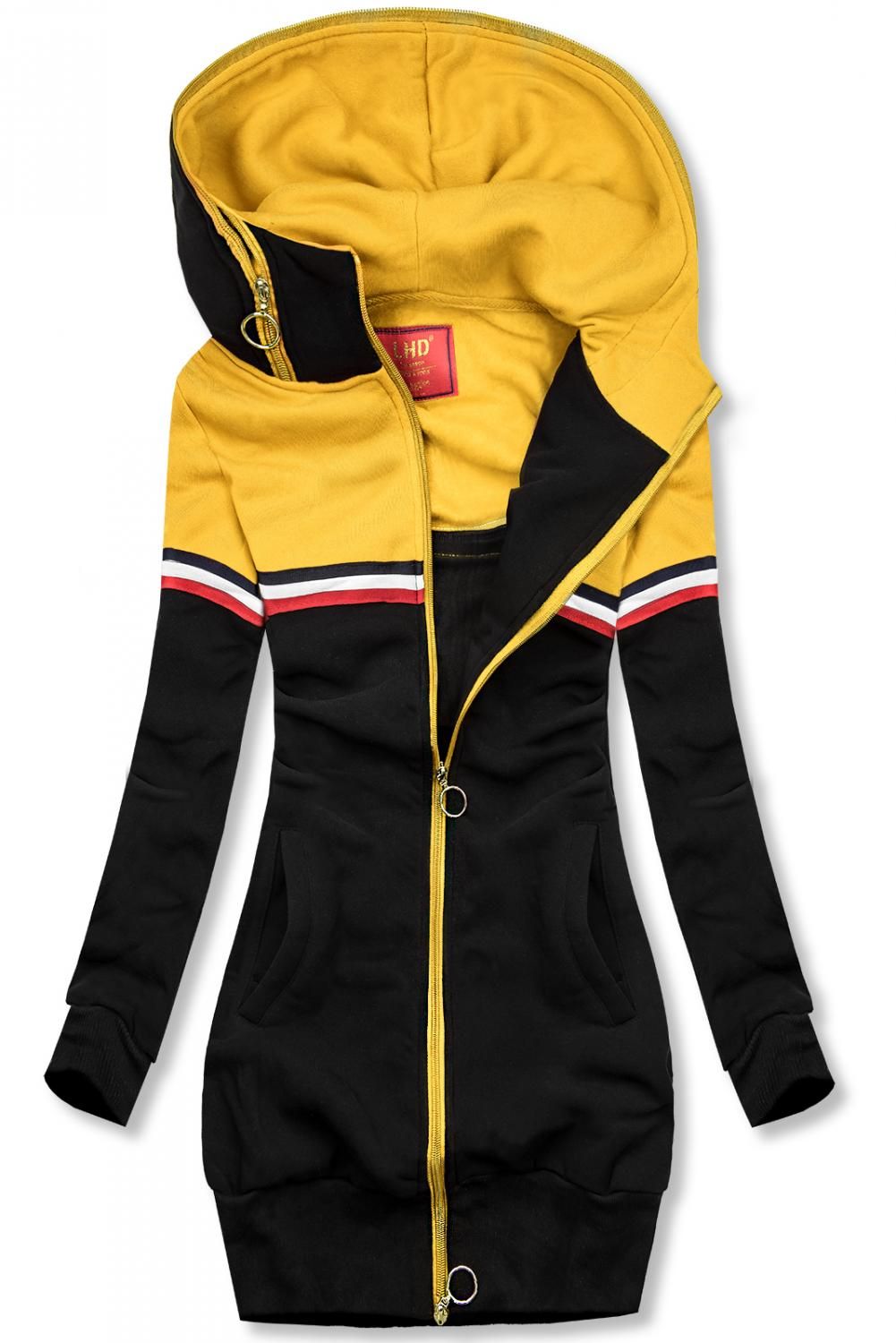 Verlängertes Sweatshirt schwarz / gelb