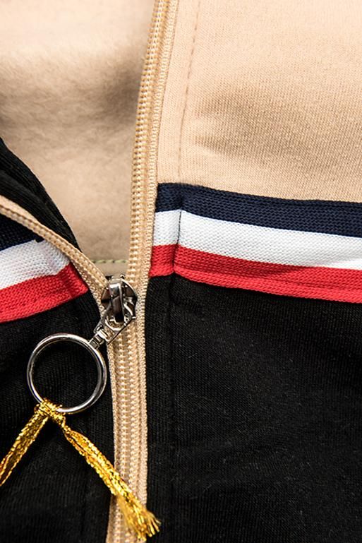 Verlängertes Sweatshirt schwarz / beige