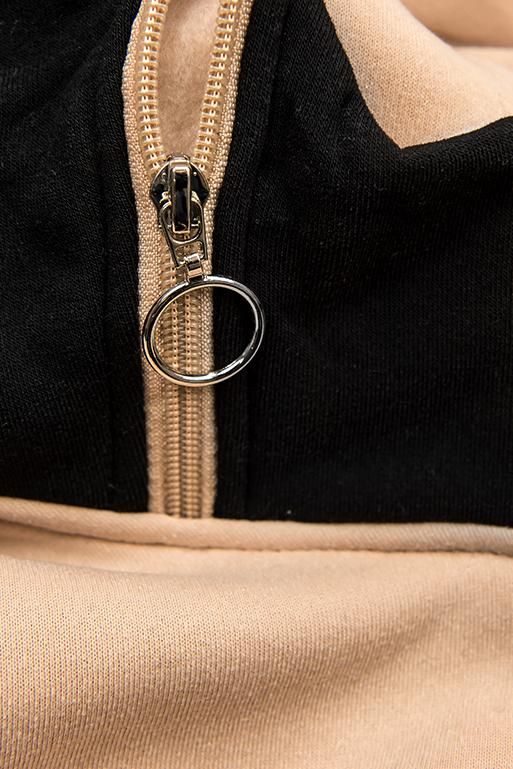 Verlängertes Sweatshirt schwarz / beige