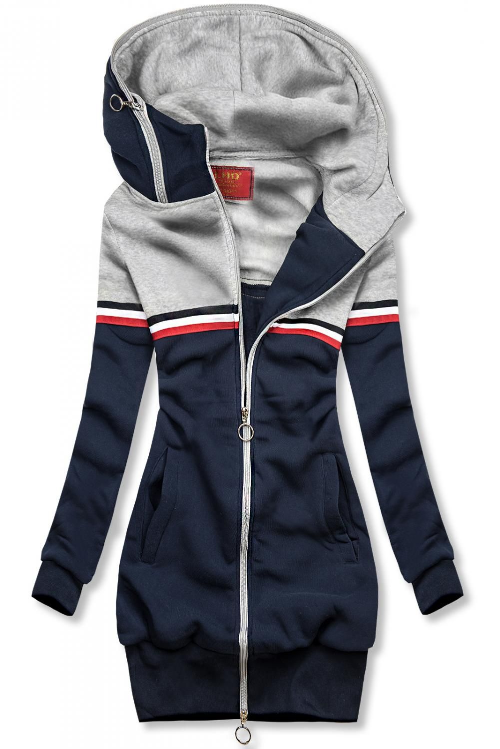 Verlängertes Sweatshirt blau / grau
