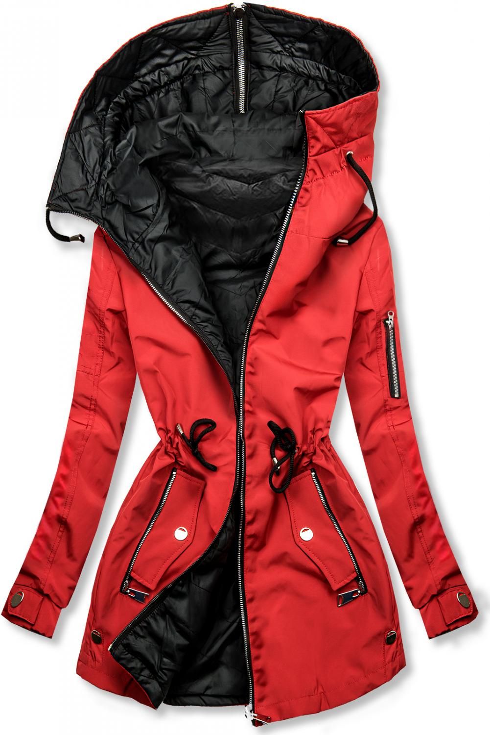 Frühlings-Wendejacke  rot/ schwarz