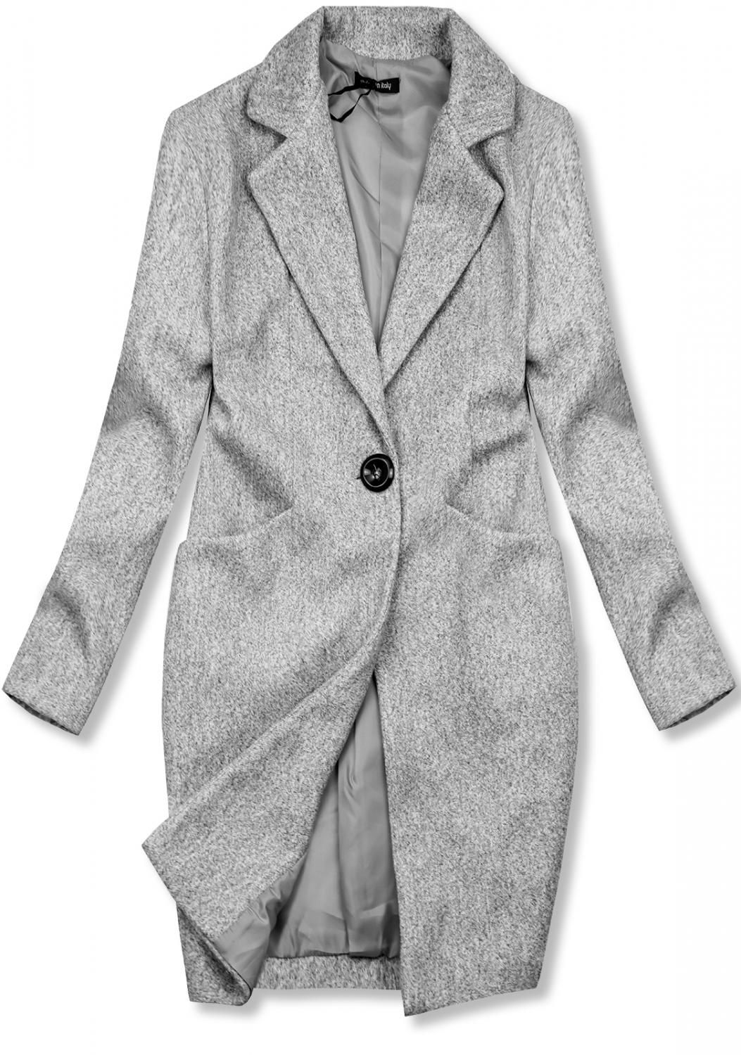 Grauer Frühlingsmantel mit Knopfverschluss
