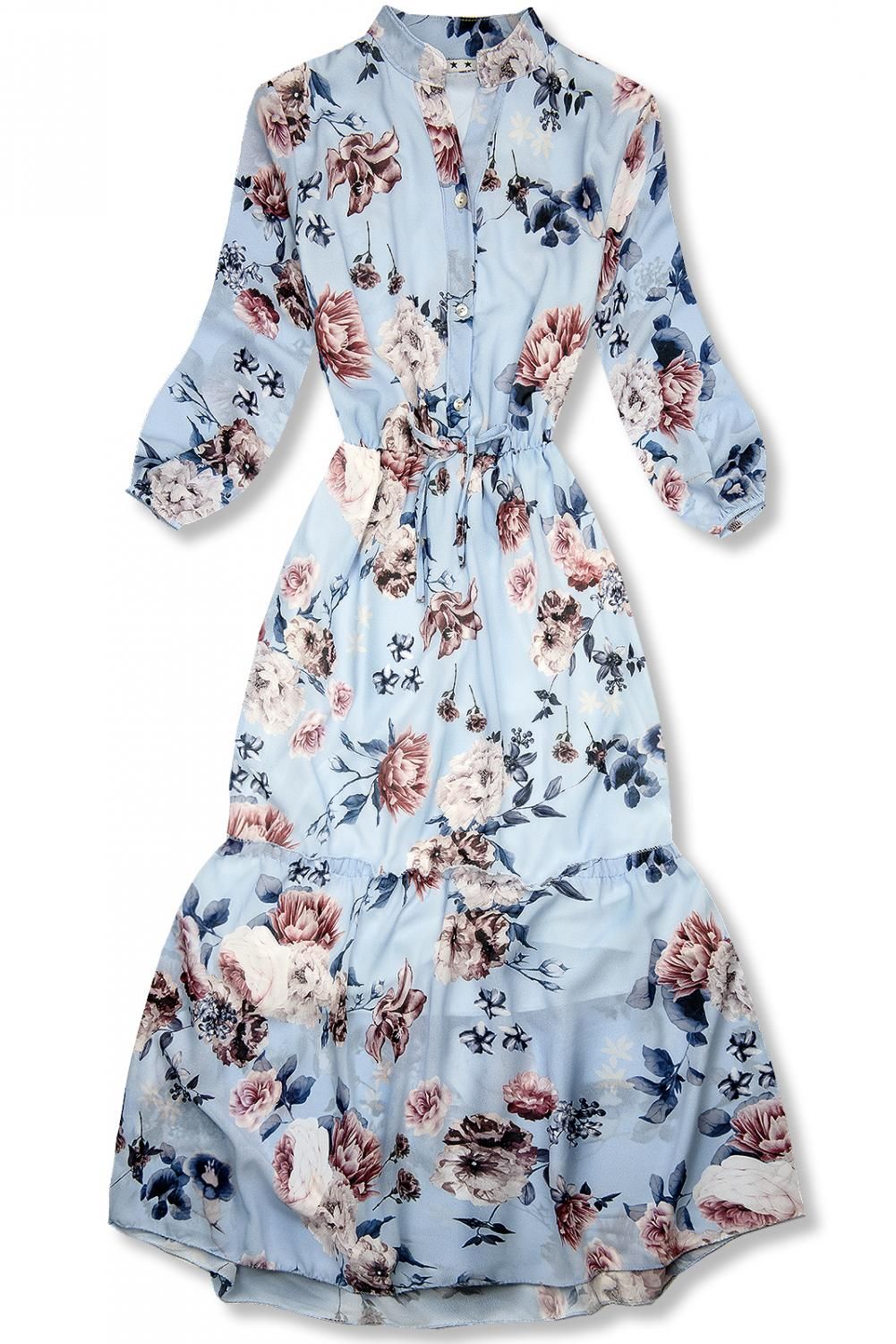 Blumiges Midikleid hellblau