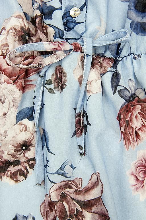 Blumiges Midikleid hellblau