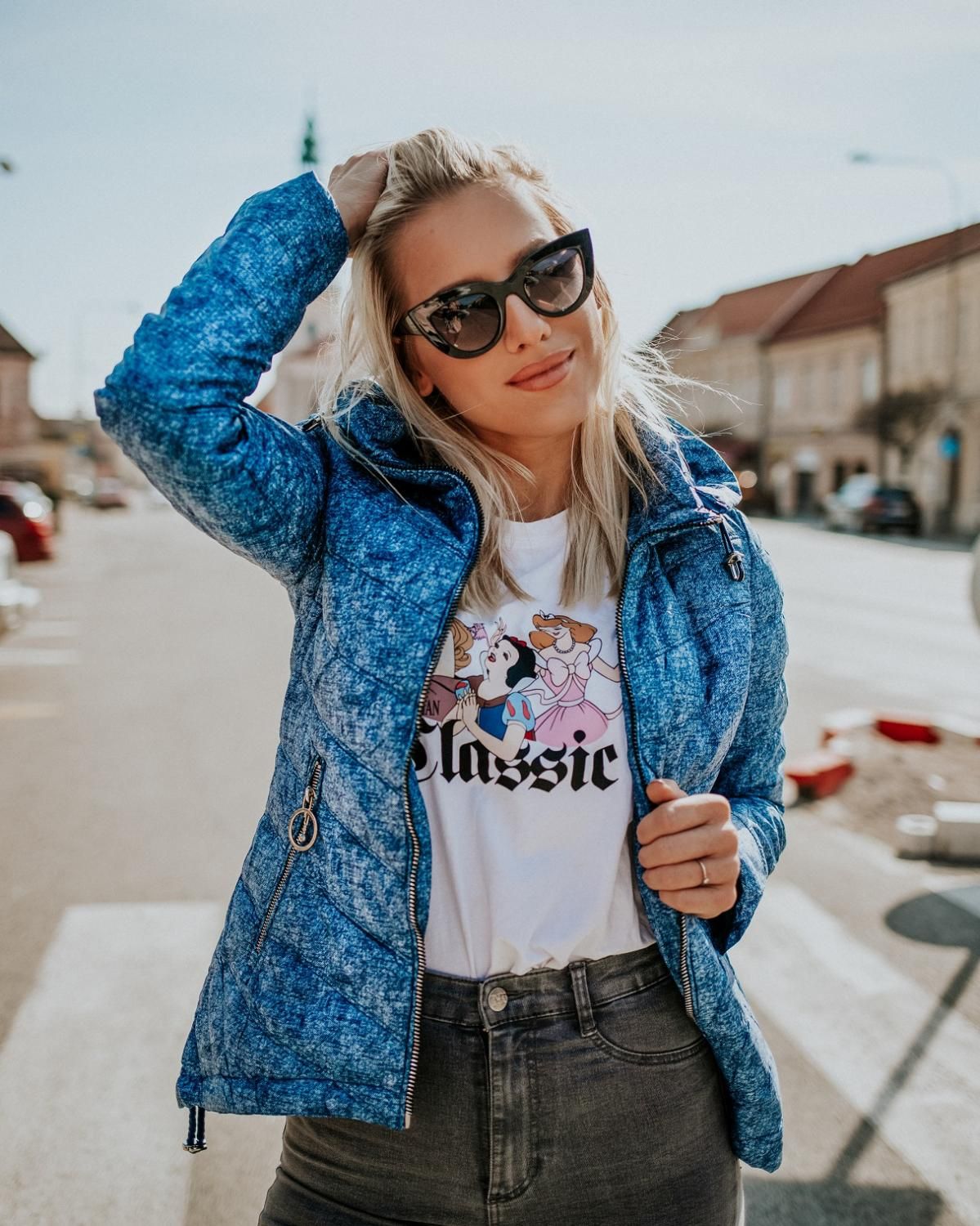 Melierte Frühlingsjacke hellblau