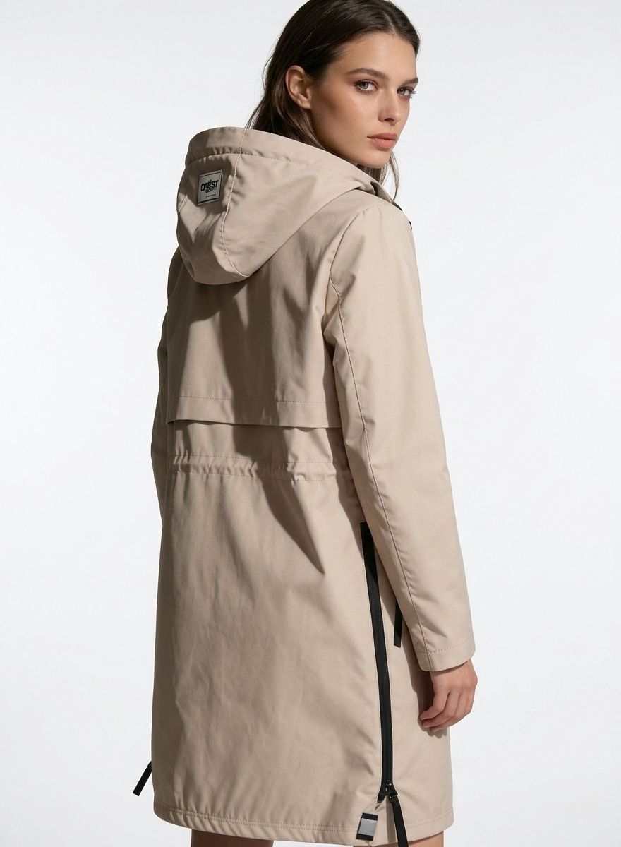 Übergangsparka für Damen mit abnehmbarer Kapuze Beige