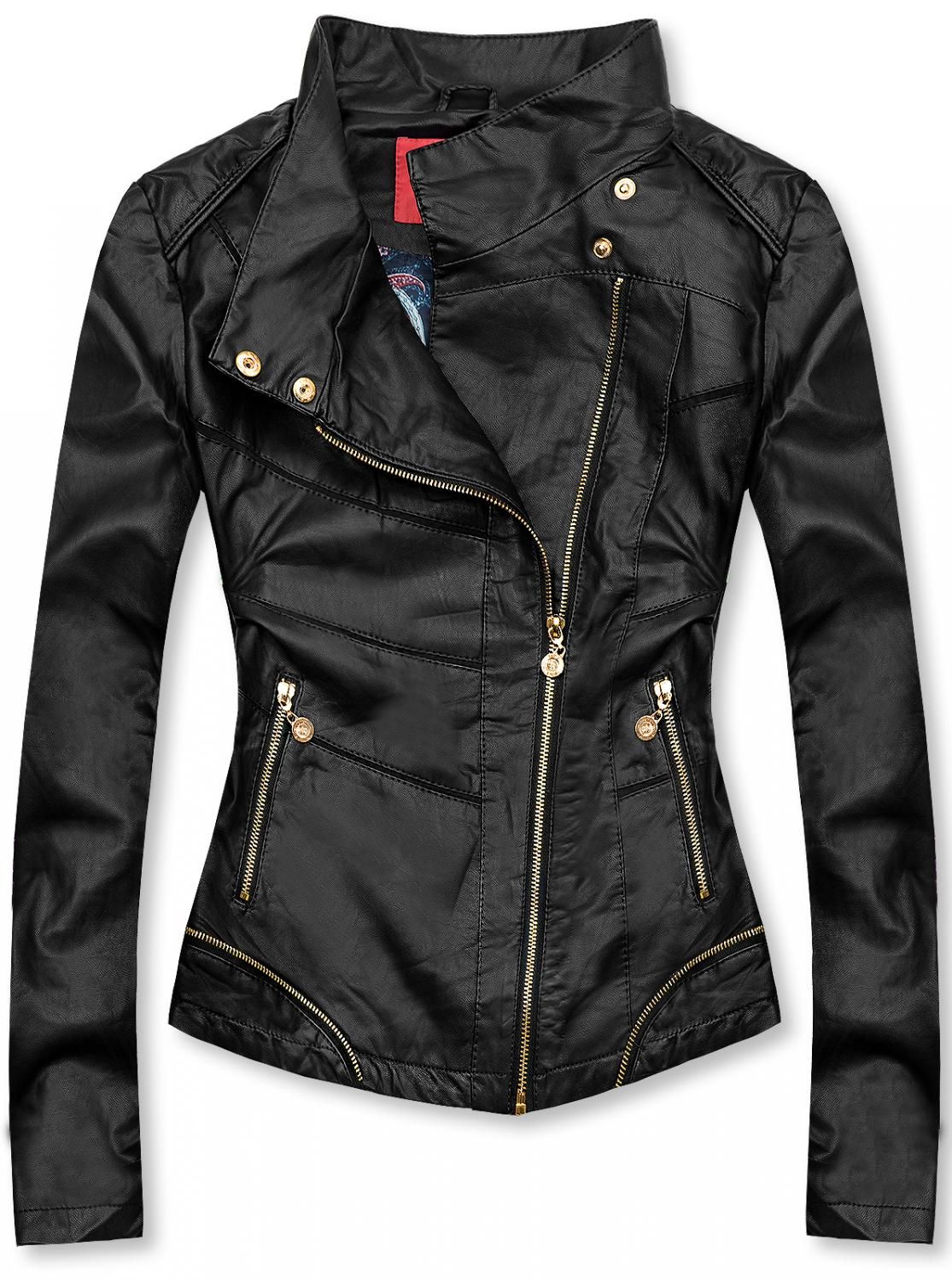 Kurzjacke aus weichem Lederimitat schwarz
