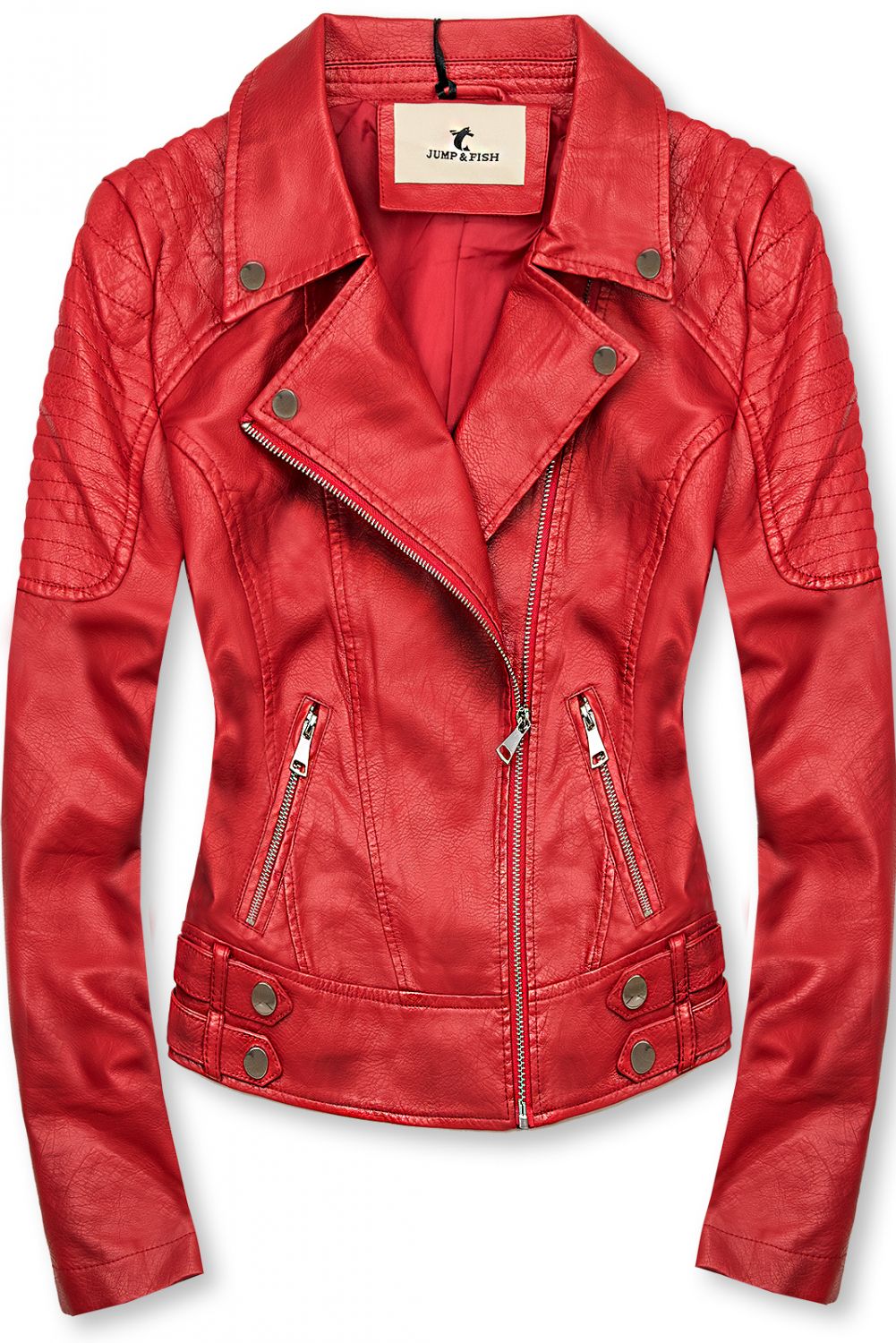 Lederimitatjacke im Biker-Look rot