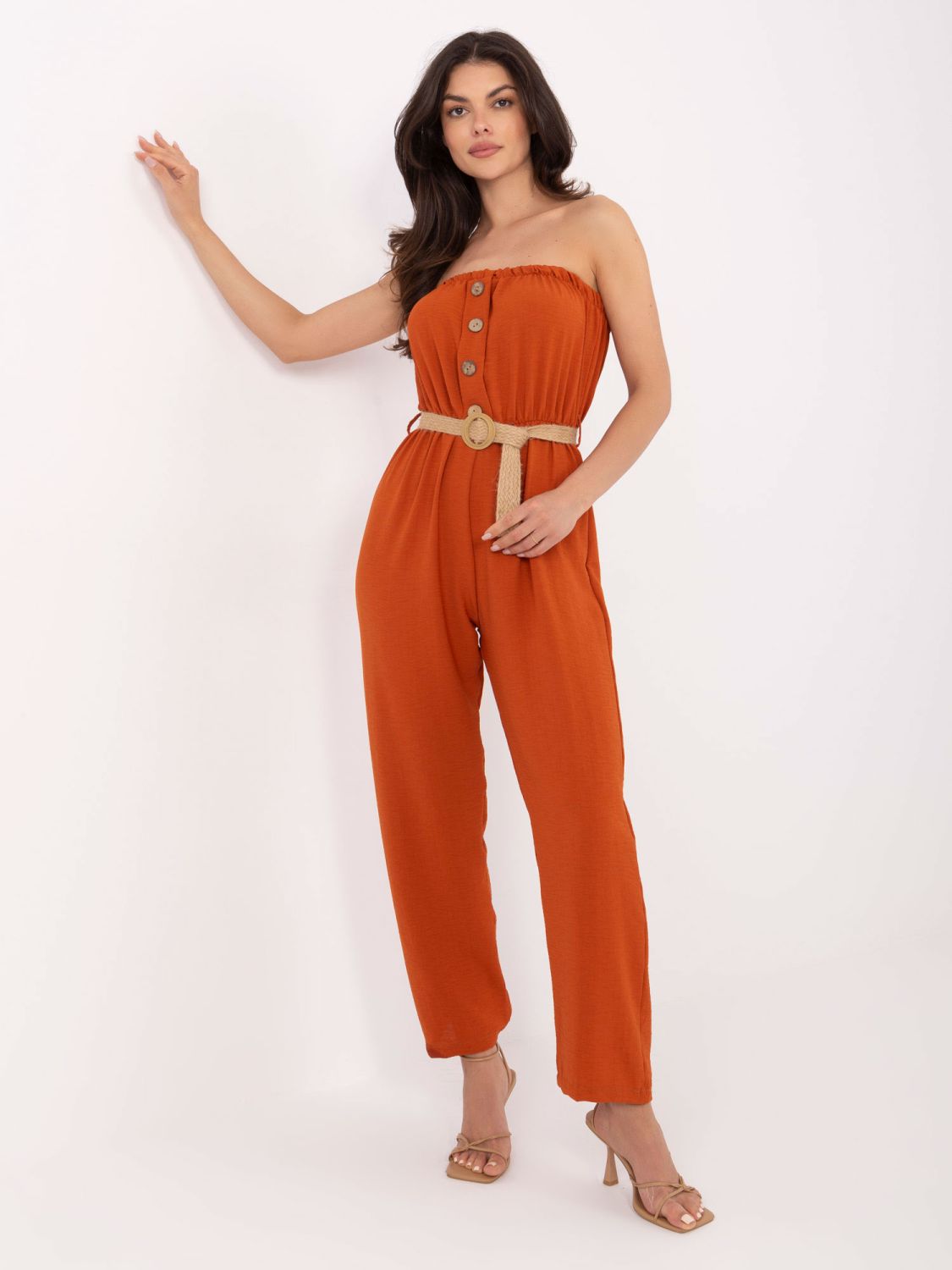 Oranger Overall mit Gürtel von RUE PARIS