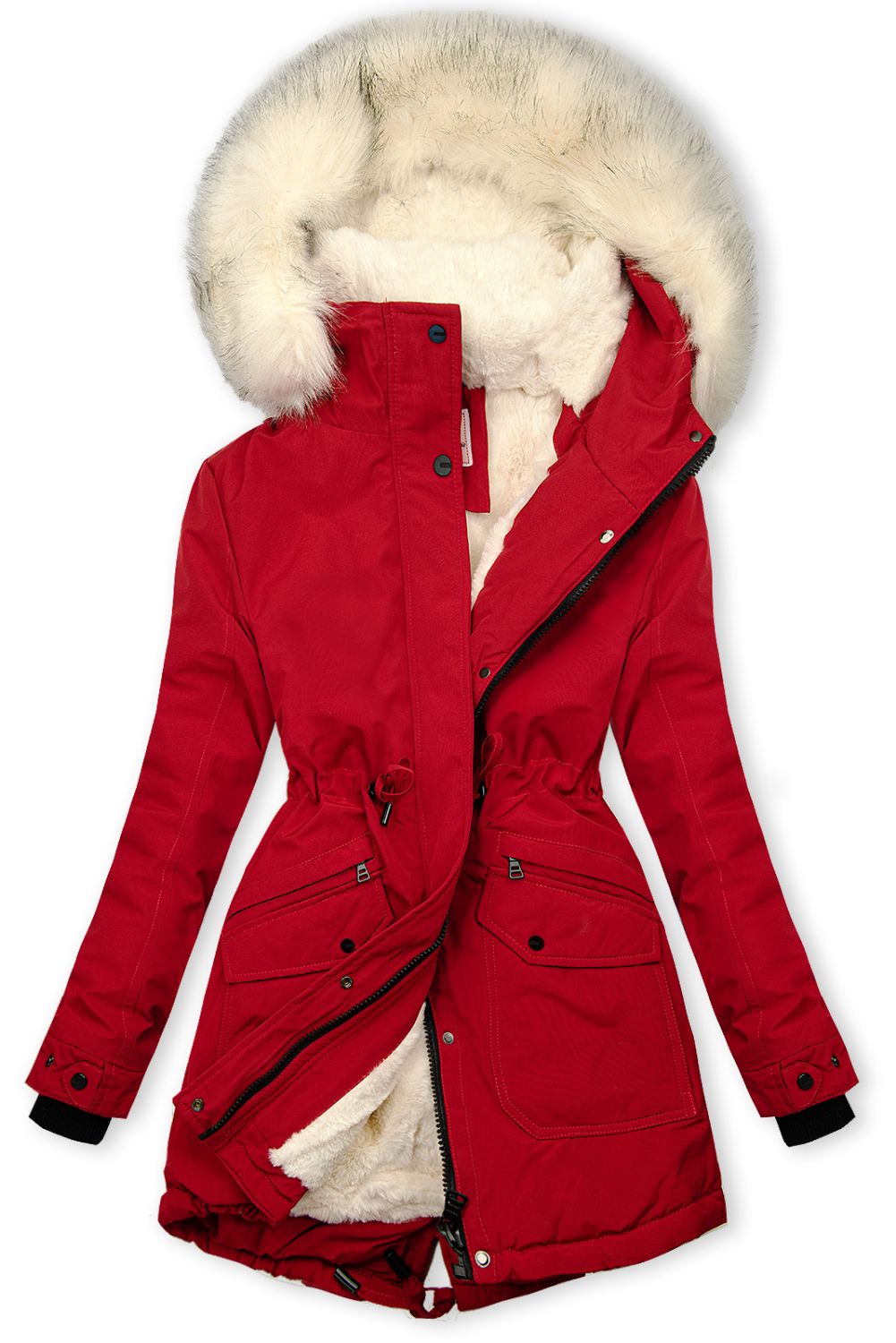 Parka mit warmem Futter Rot/Ecru