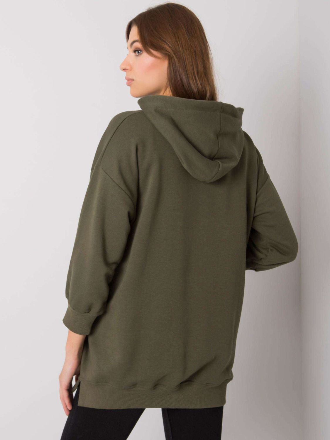 Khaki Baumwollpullover mit Taschen