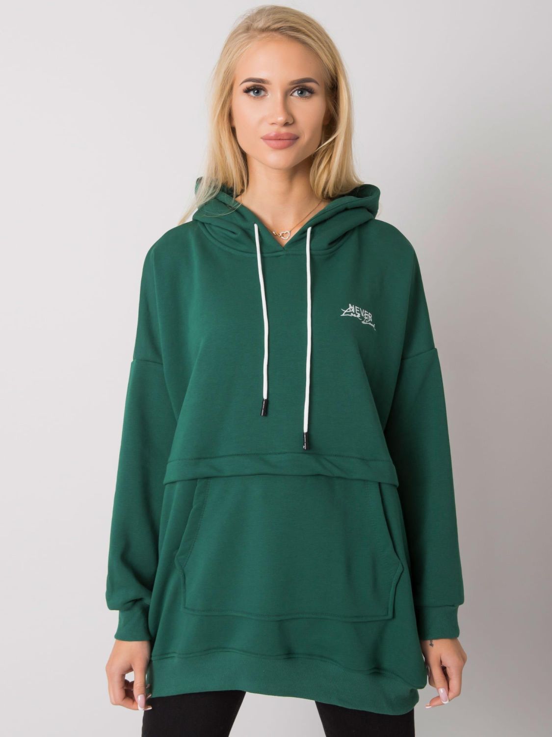 Dunkelgrüne Damen Kapuzenpullover