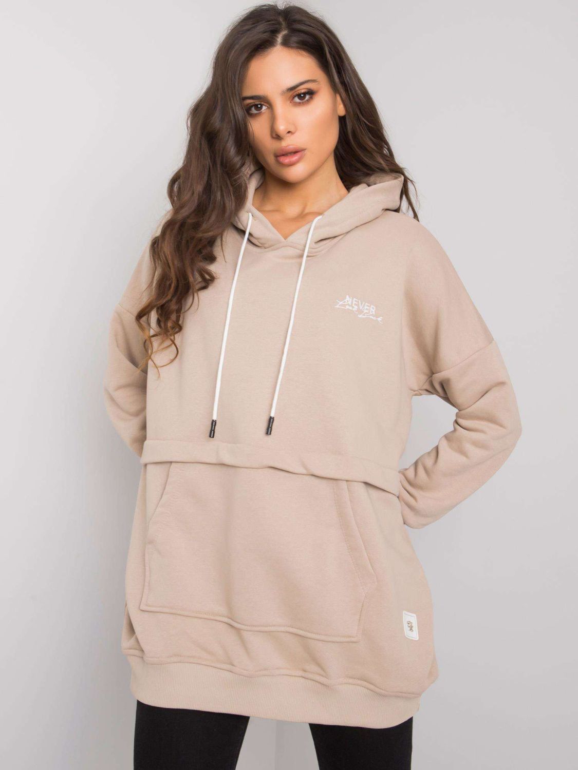 Beige Damen Kapuzenpullover