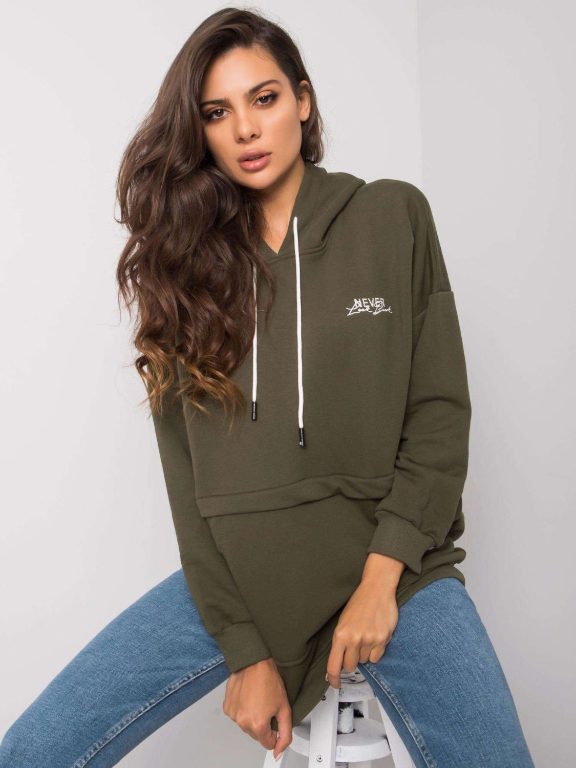 Khaki Damen Kapuzenpullover