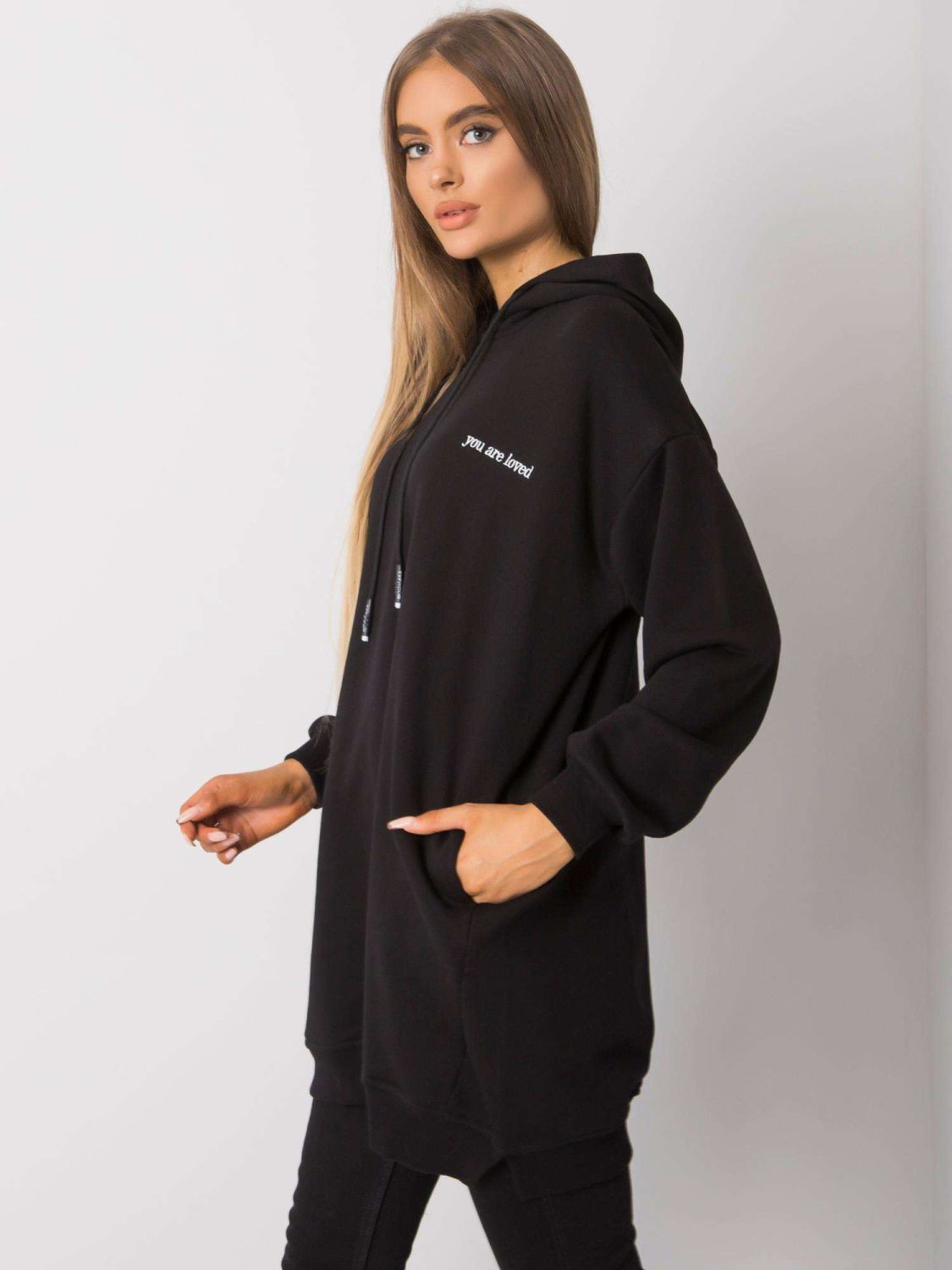 Schwarzes Damen Sweatshirt mit Kapuze