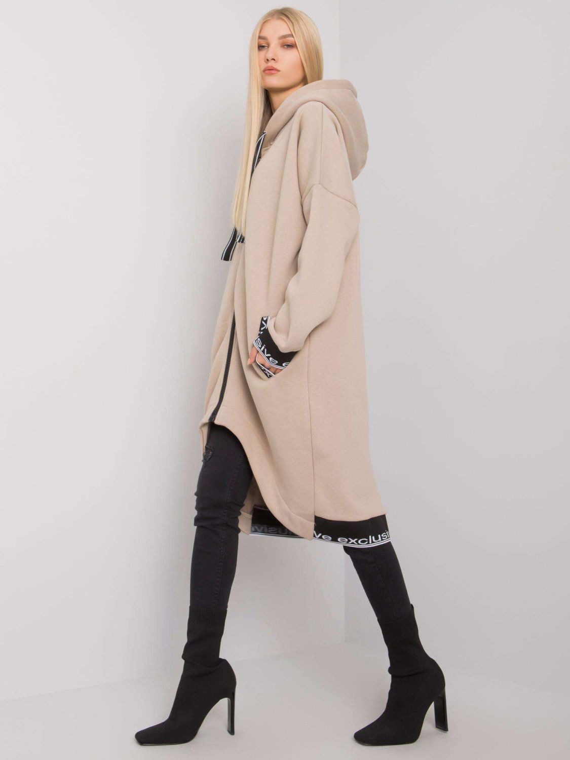 Beige Damen Zip-Hoodie