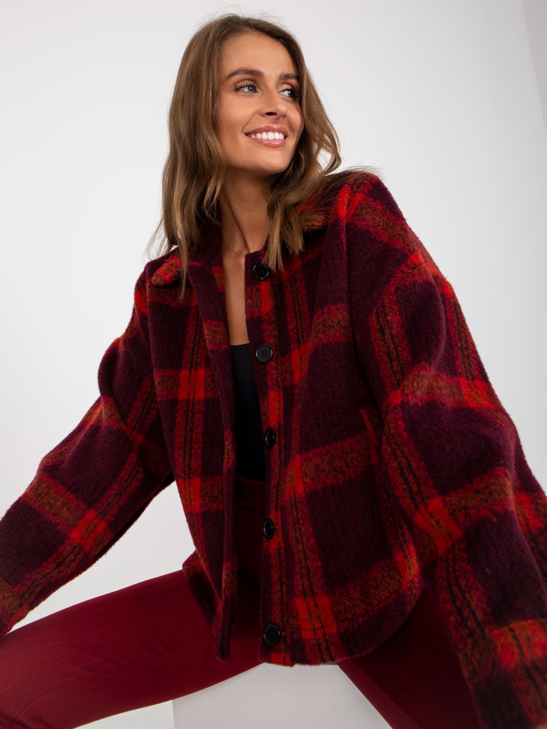 Bordeaux Damenhemd im Karomuster