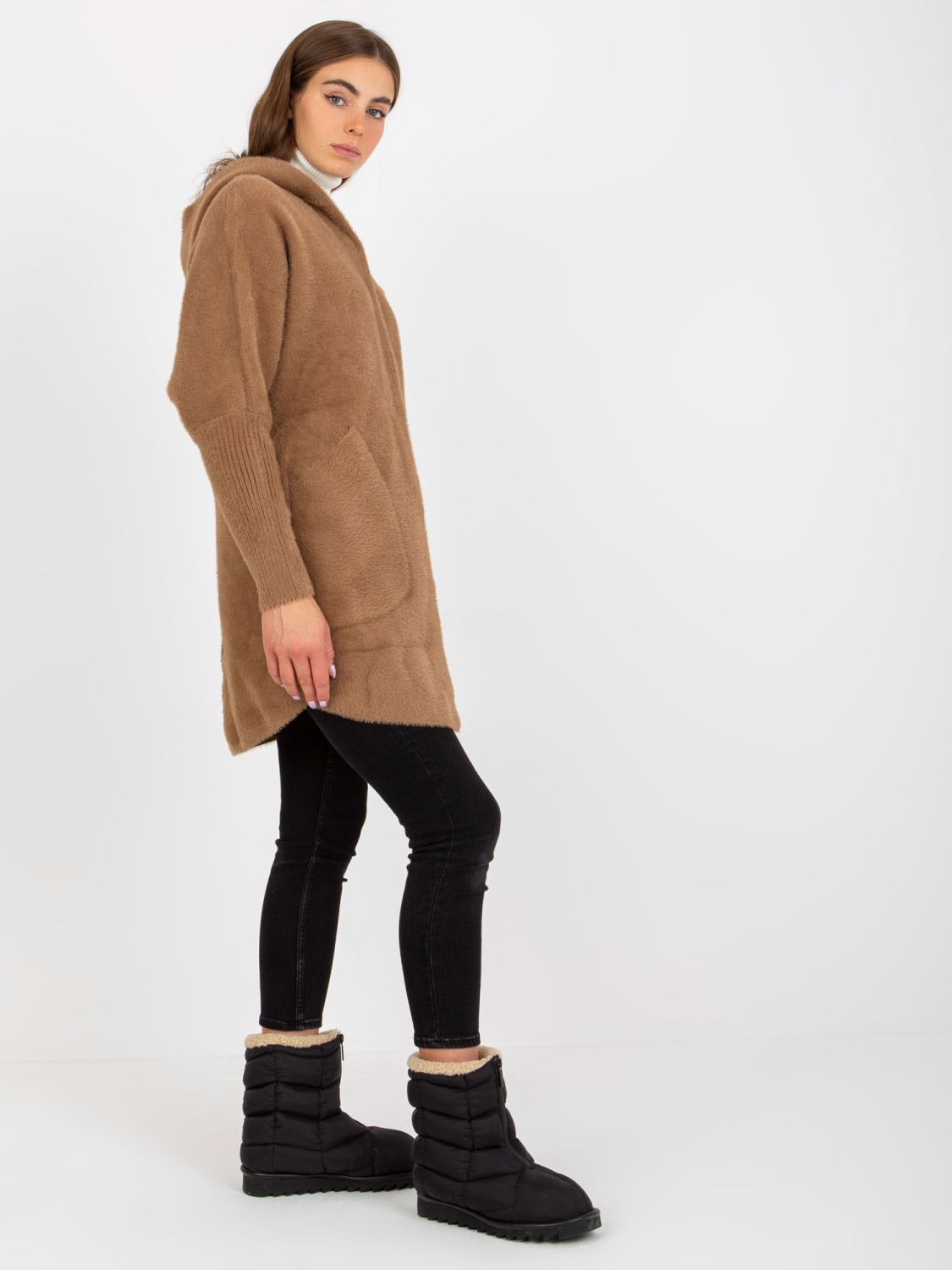 Helle braune Damen-Alpakawolljacke Carolyn