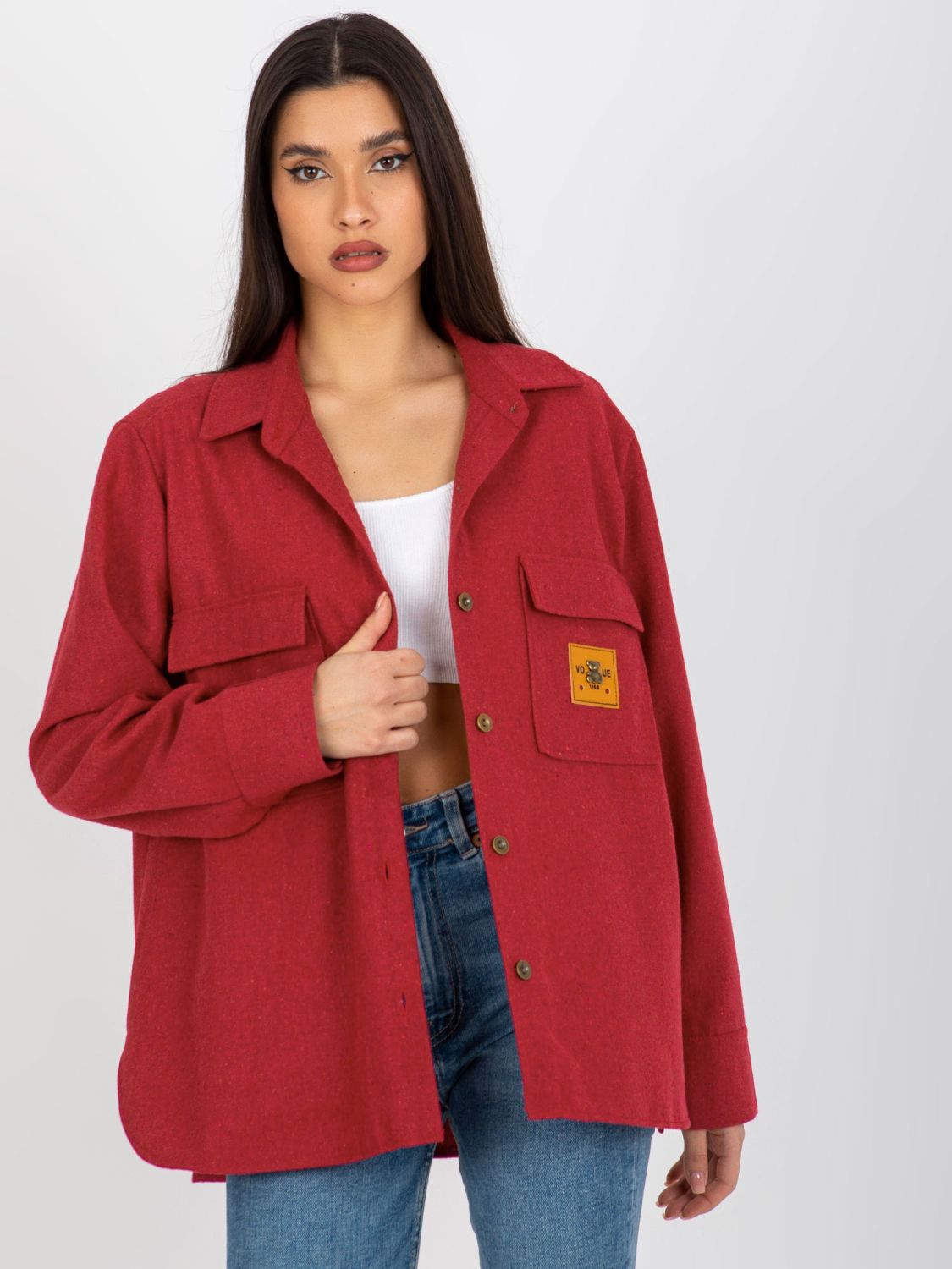 Damen Wollhemd in Dunkelrosa