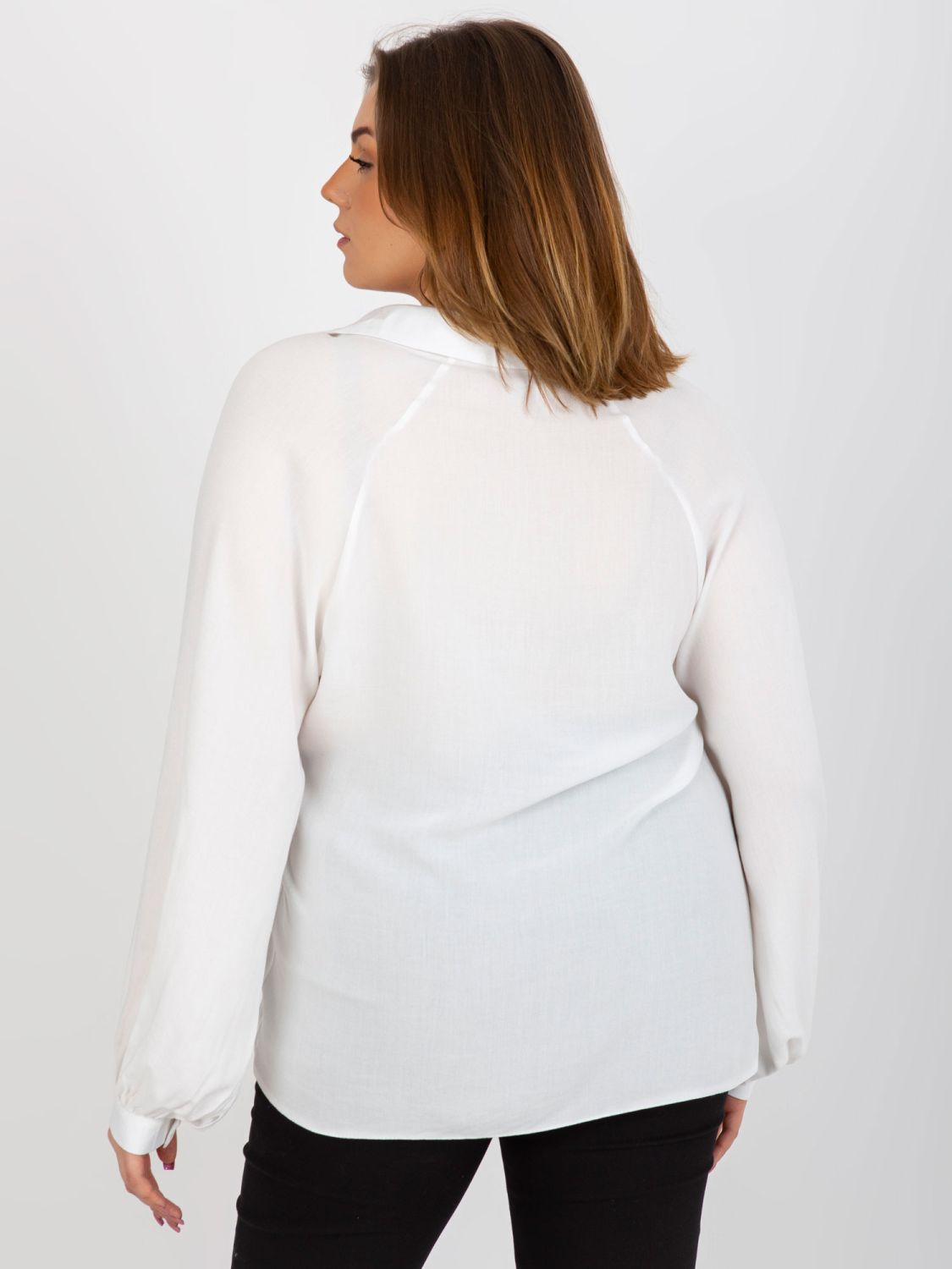 Ecru Bluse Plus Size mit Kragen