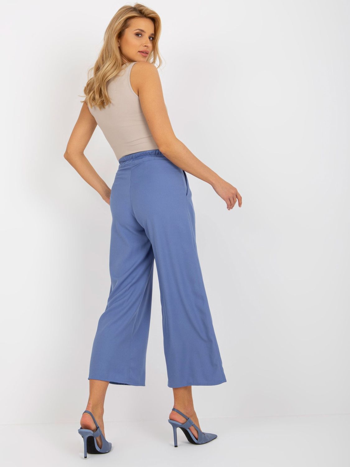 Dunkelblaue Material Culottes mit Bindung