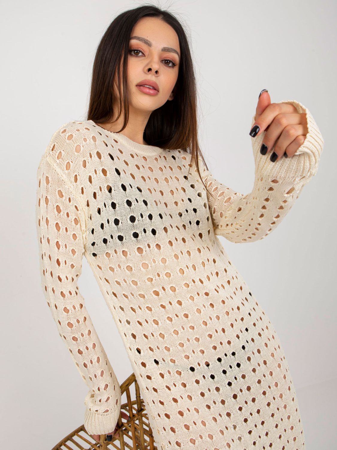 Helle beige Sommerstrickkleid