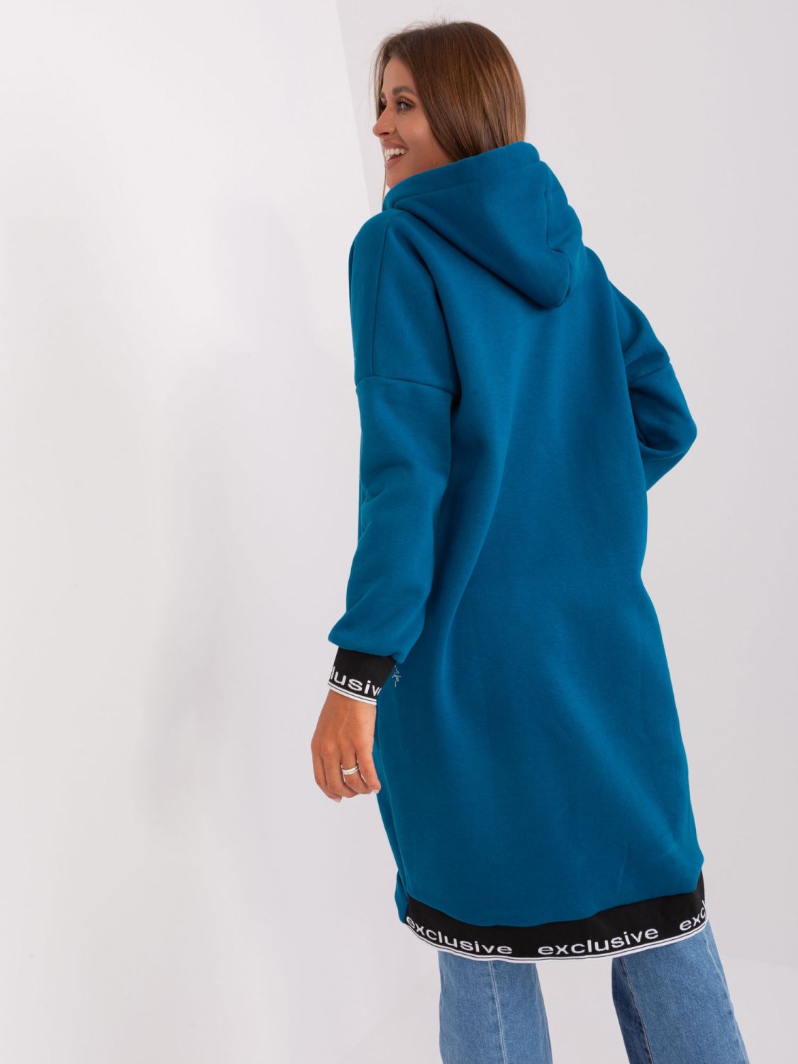 Meeresfarbene Damen Sweatjacke mit wärmender Fütterung