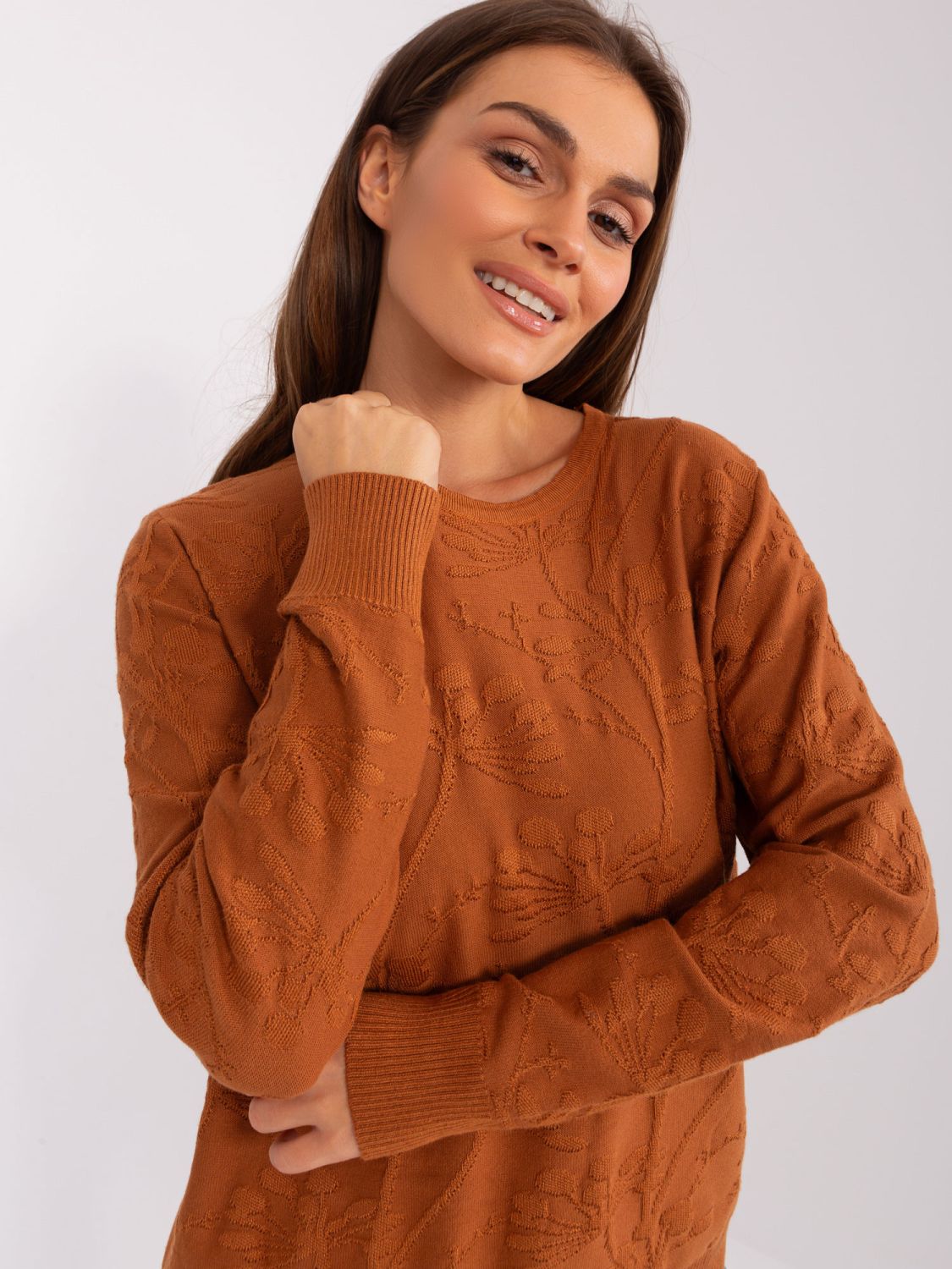 Helle braune klassische Pullover mit Rundhalsausschnitt