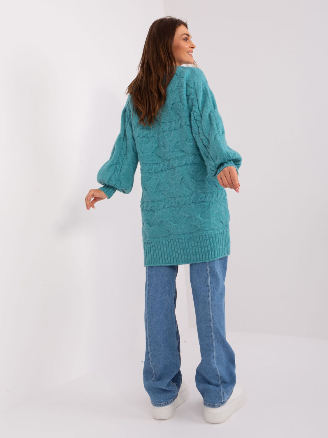 Türkises Oversize Strickkleid