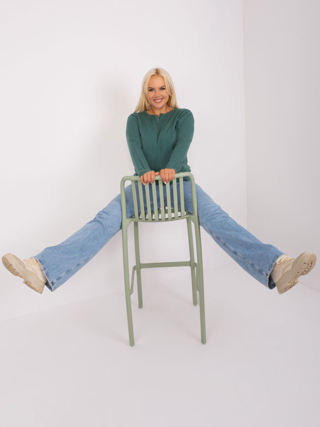 Dunkelgrüner klassischer Plus-Size-Pullover aus Viskose