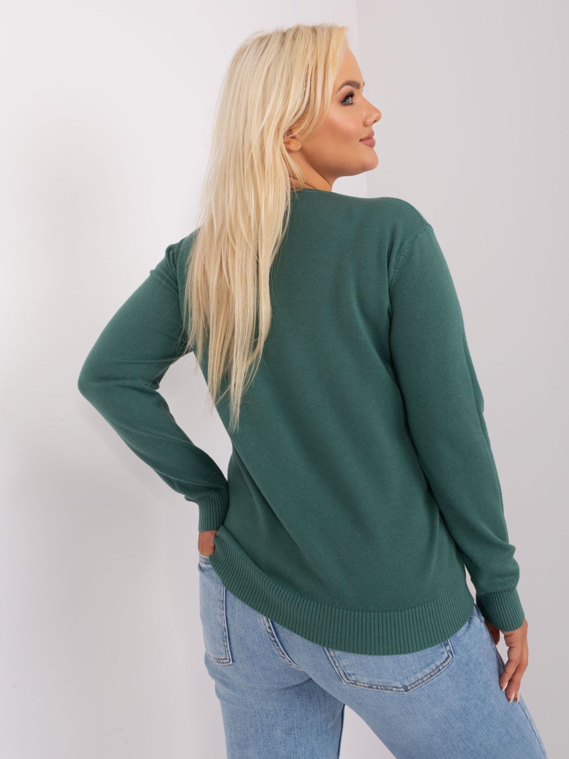 Dunkelgrüner klassischer Plus-Size-Pullover aus Viskose