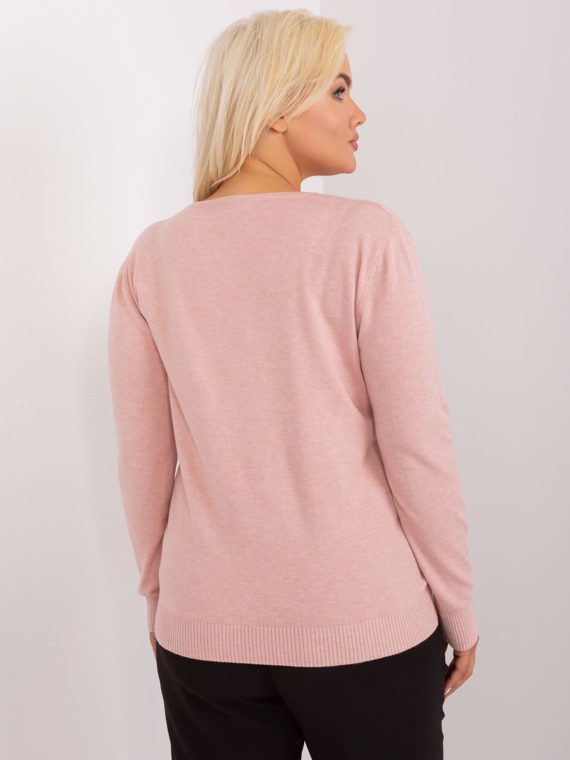 Helle rosa Damen Pullover in Übergröße mit Knöpfen