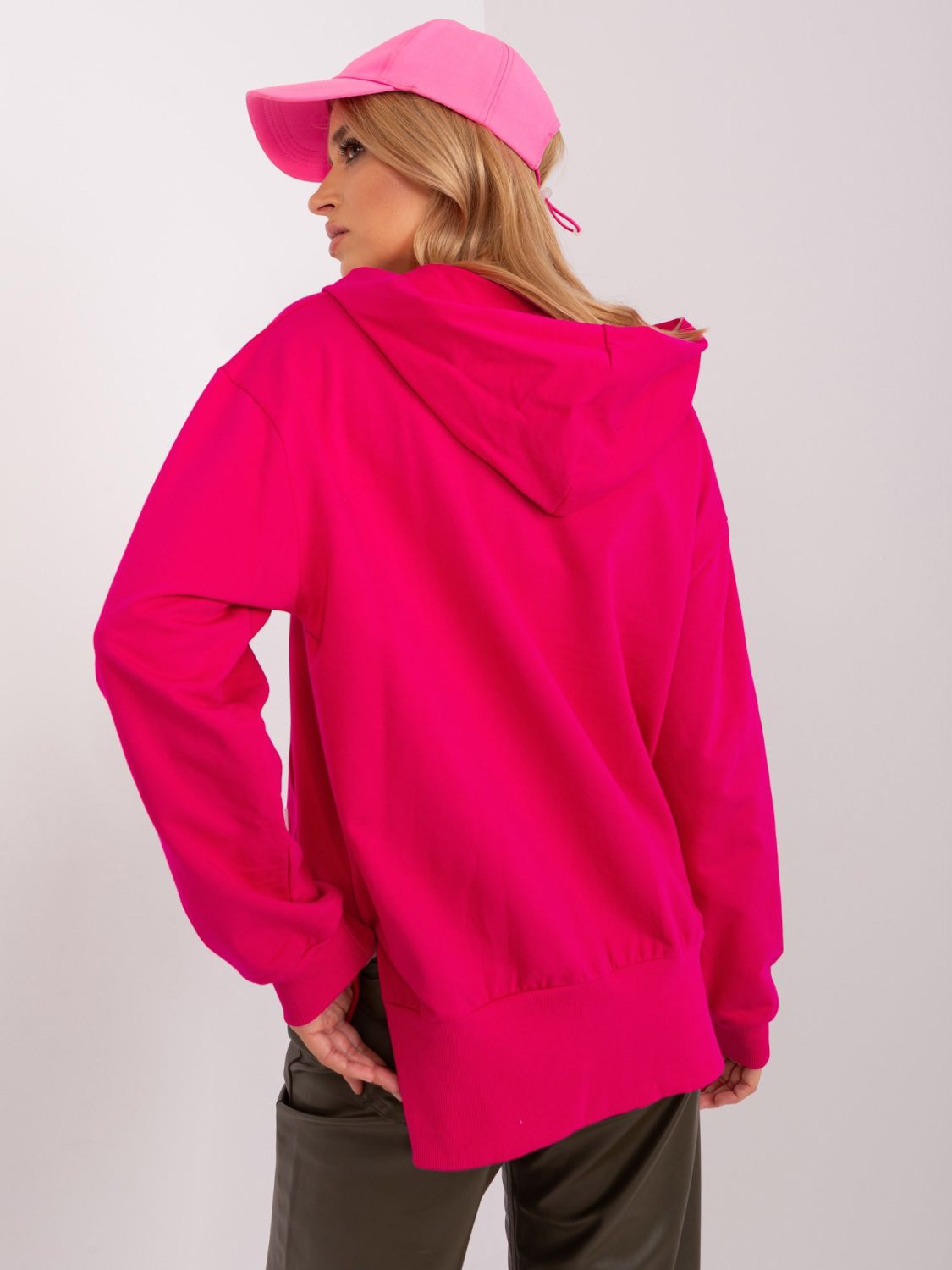 Rosa lockere Kapuzenjacke