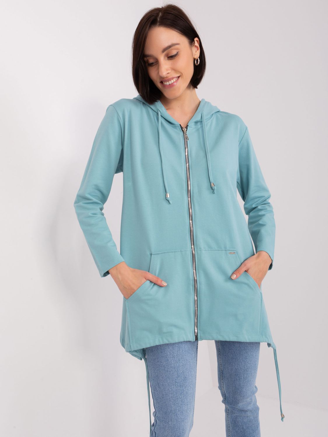 Pistazienfarbene Damen Sweatjacke