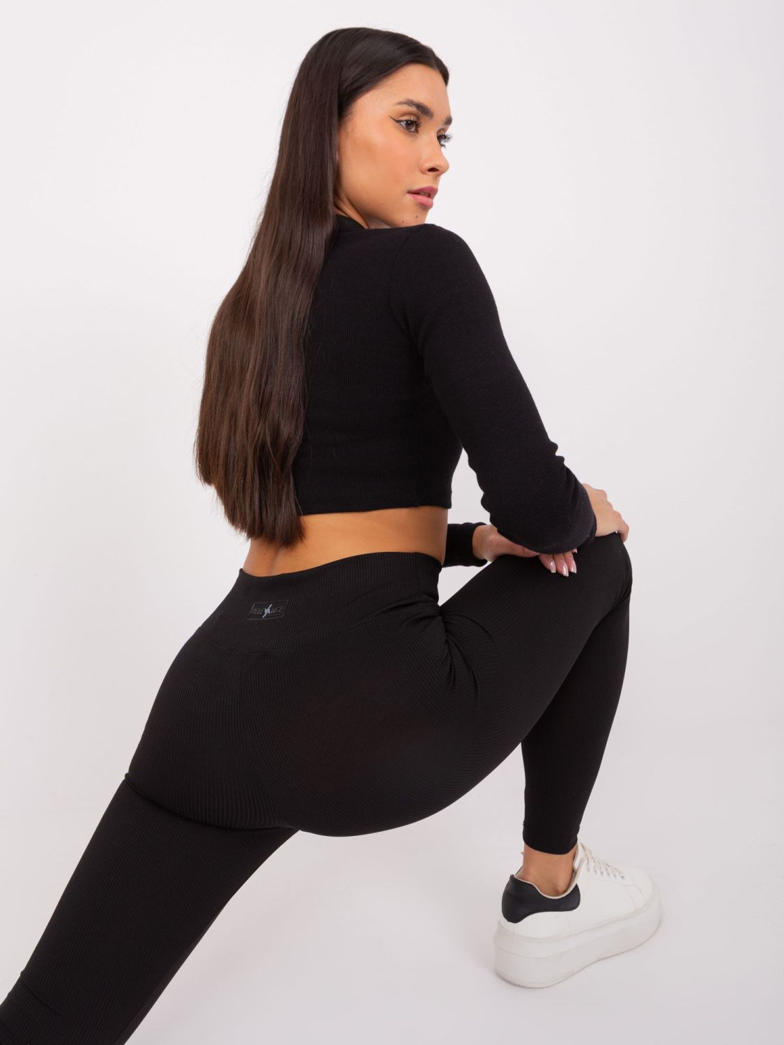 Schwarze Sportleggings mit Streifen