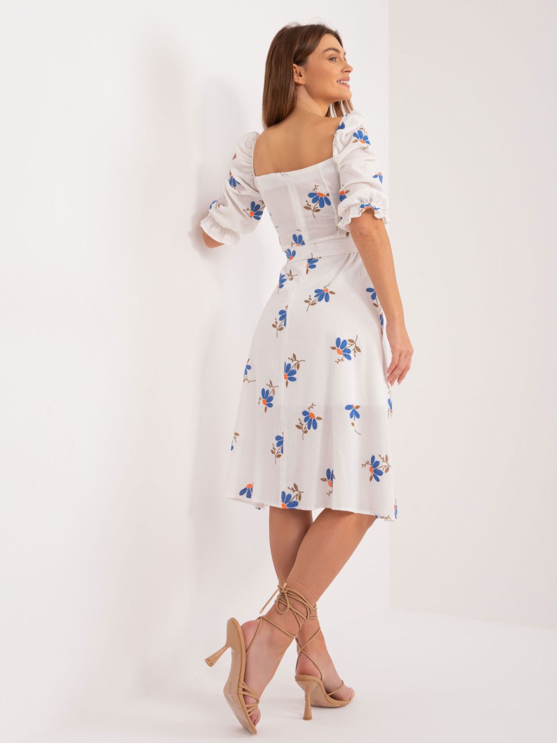 Blumen Midi Kleid mit kurzen Ärmeln