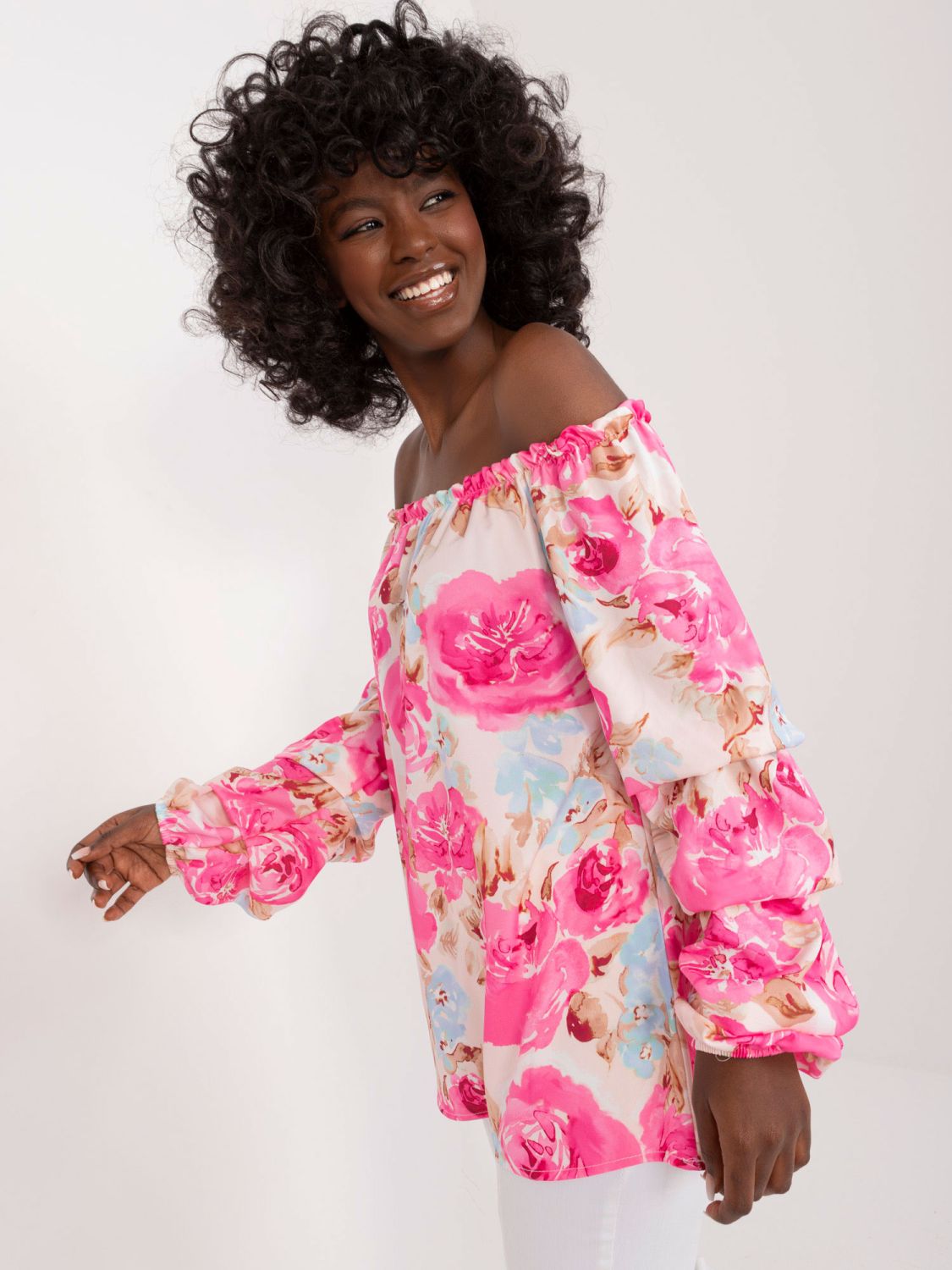 Rosa Bluse mit Blumenmuster