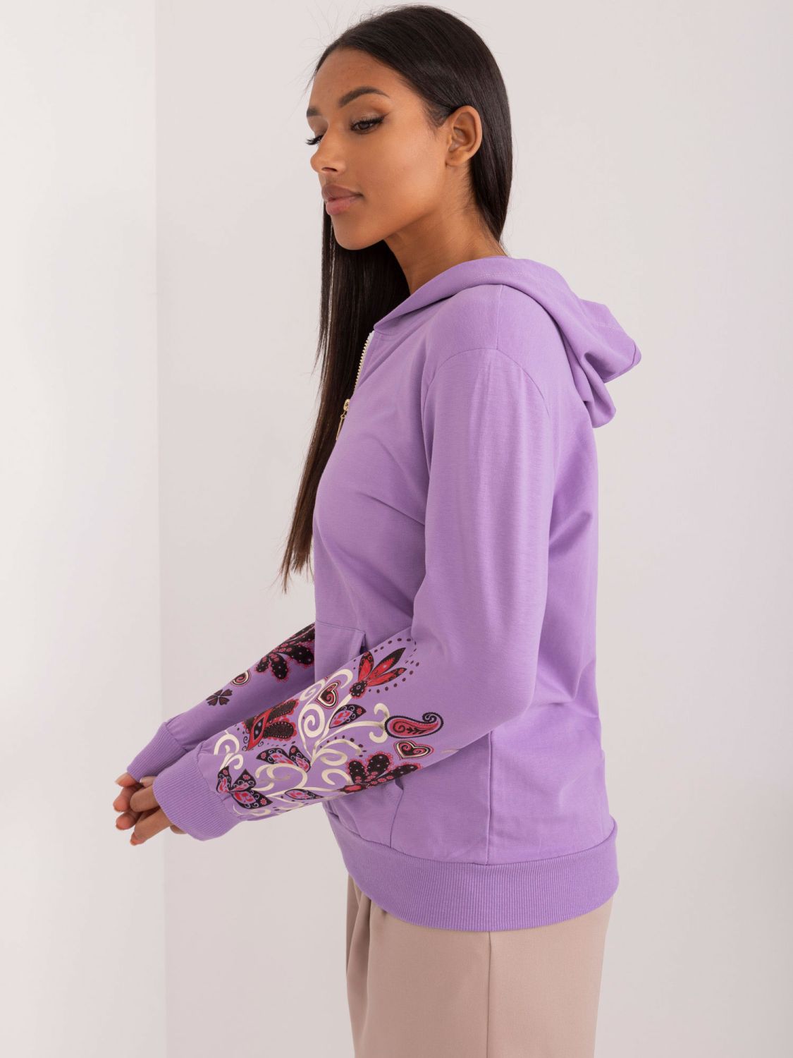 Kapuzensweatshirt in hellem Violett