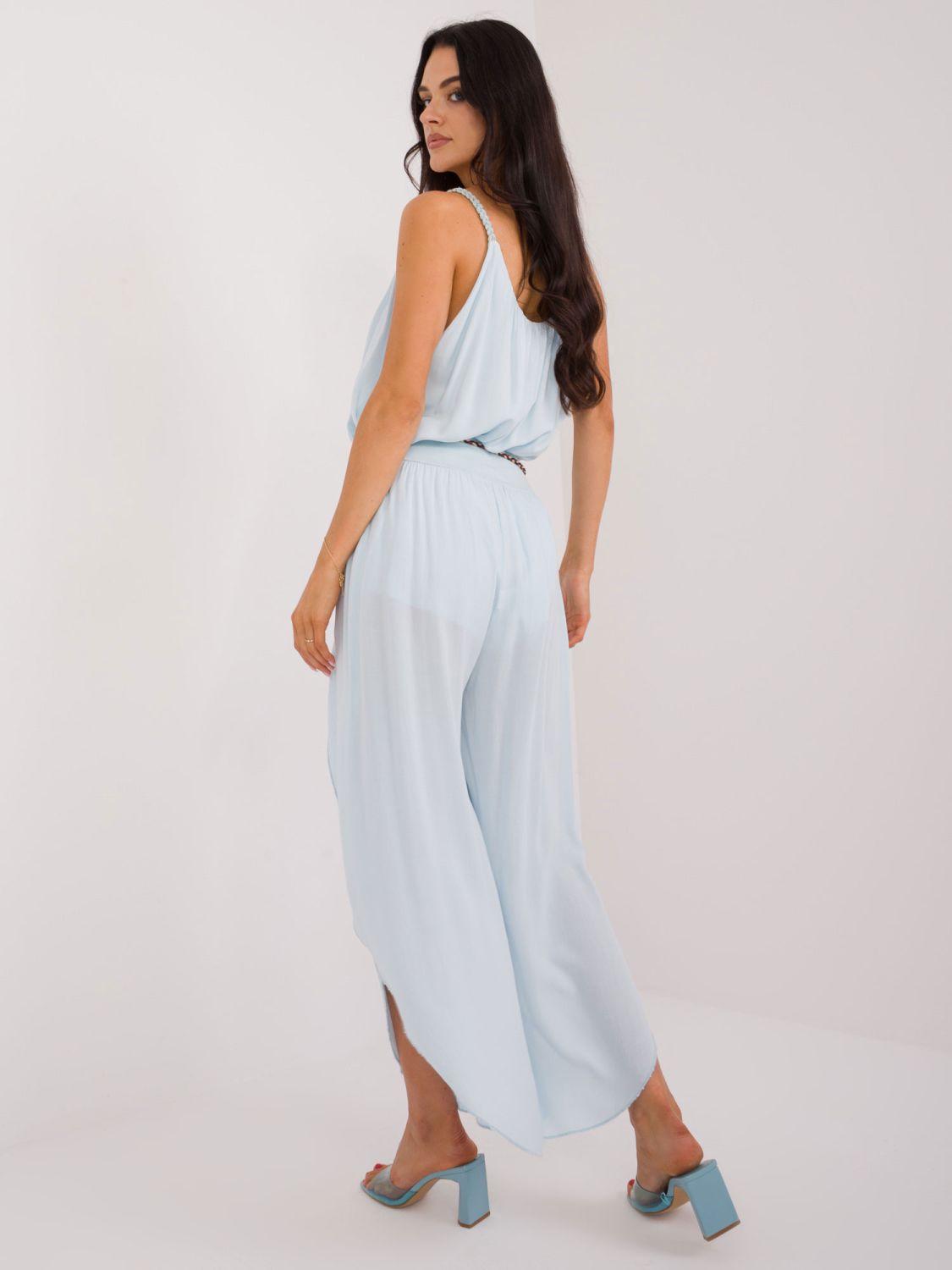 Stylische blaue Hose mit hohem Bund