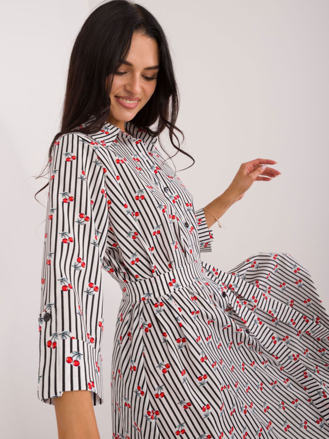 Elegantes ausgestelltes Kleid mit 3/4-Ärmeln