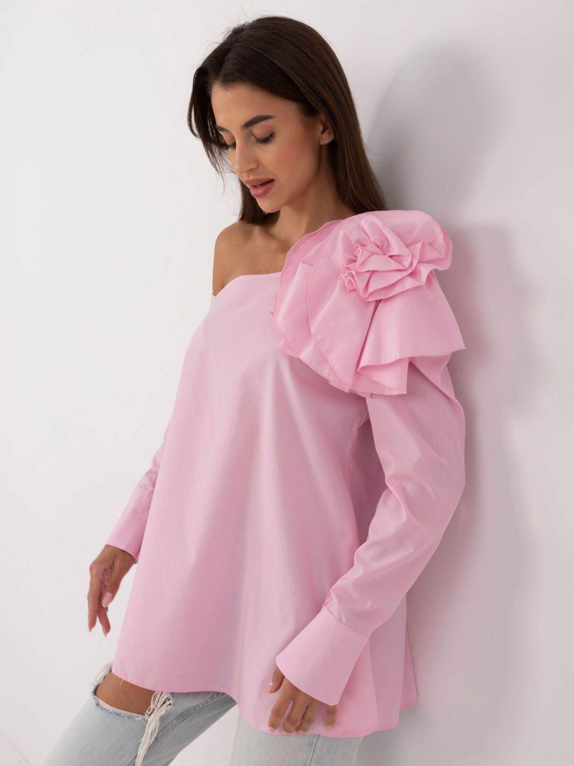 Elegante asymmetrische Bluse in Rosa