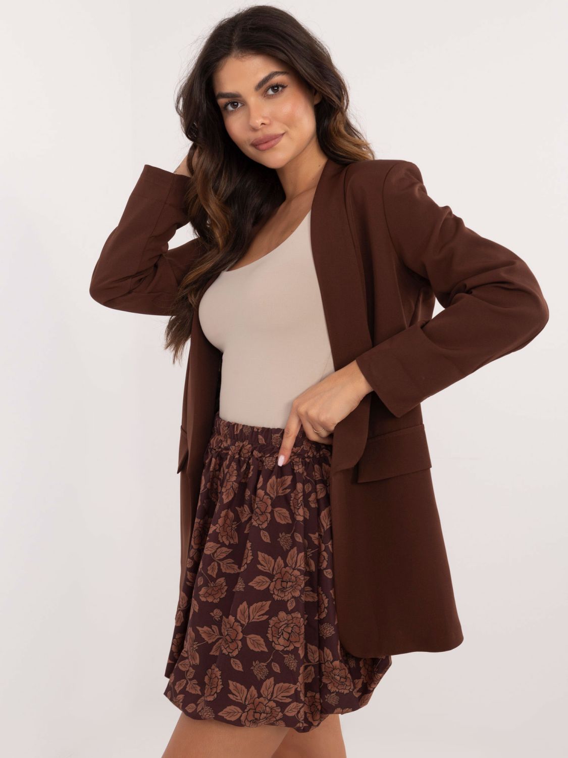 Brauner Blumen-Minirock