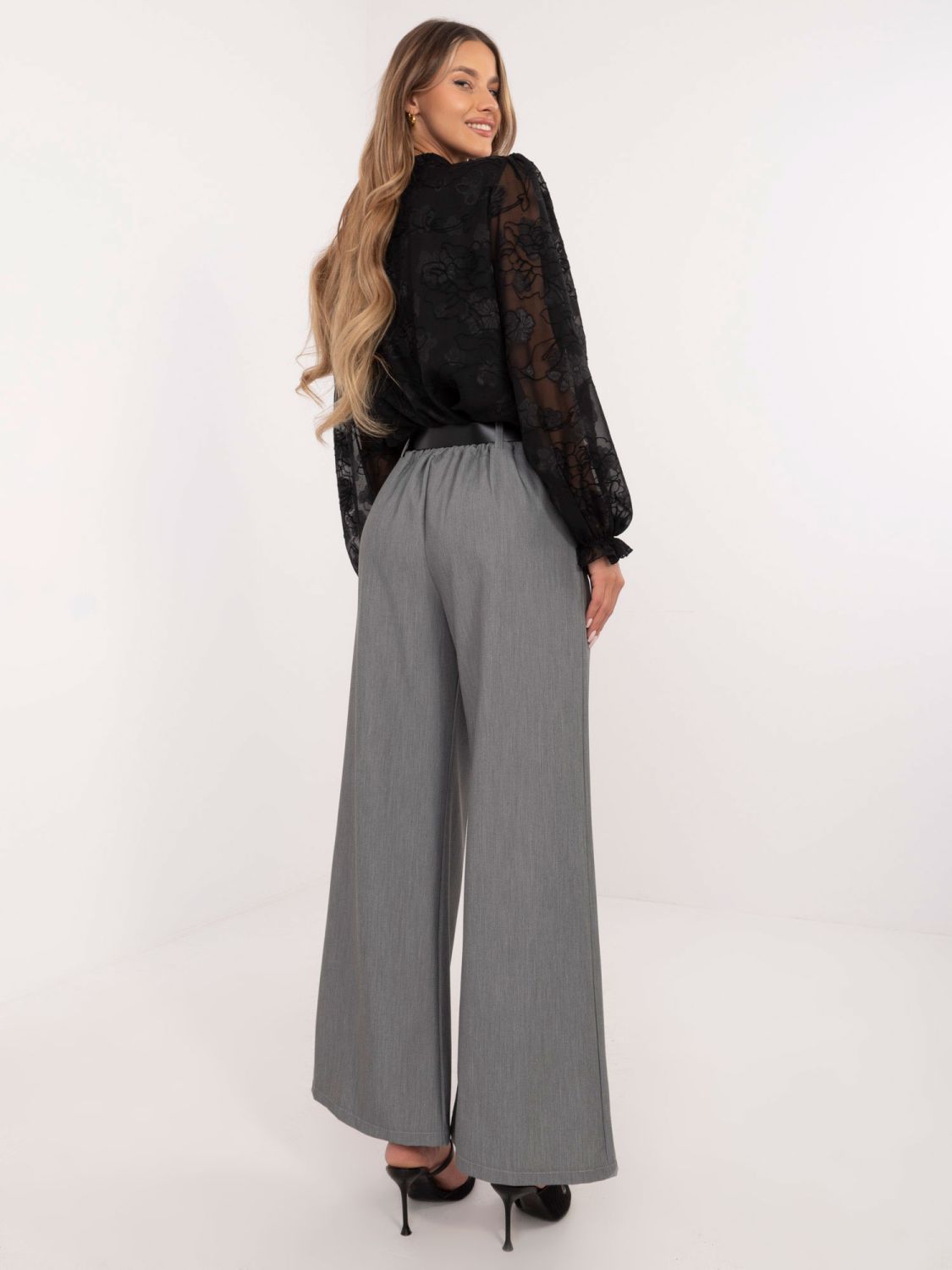 Elegante Palazzo-Hosen in Dunkelgrau