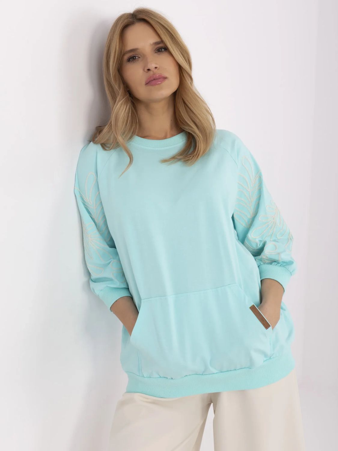 Stilvolle Bluse mit 3/4-Ärmeln in Mintgrün