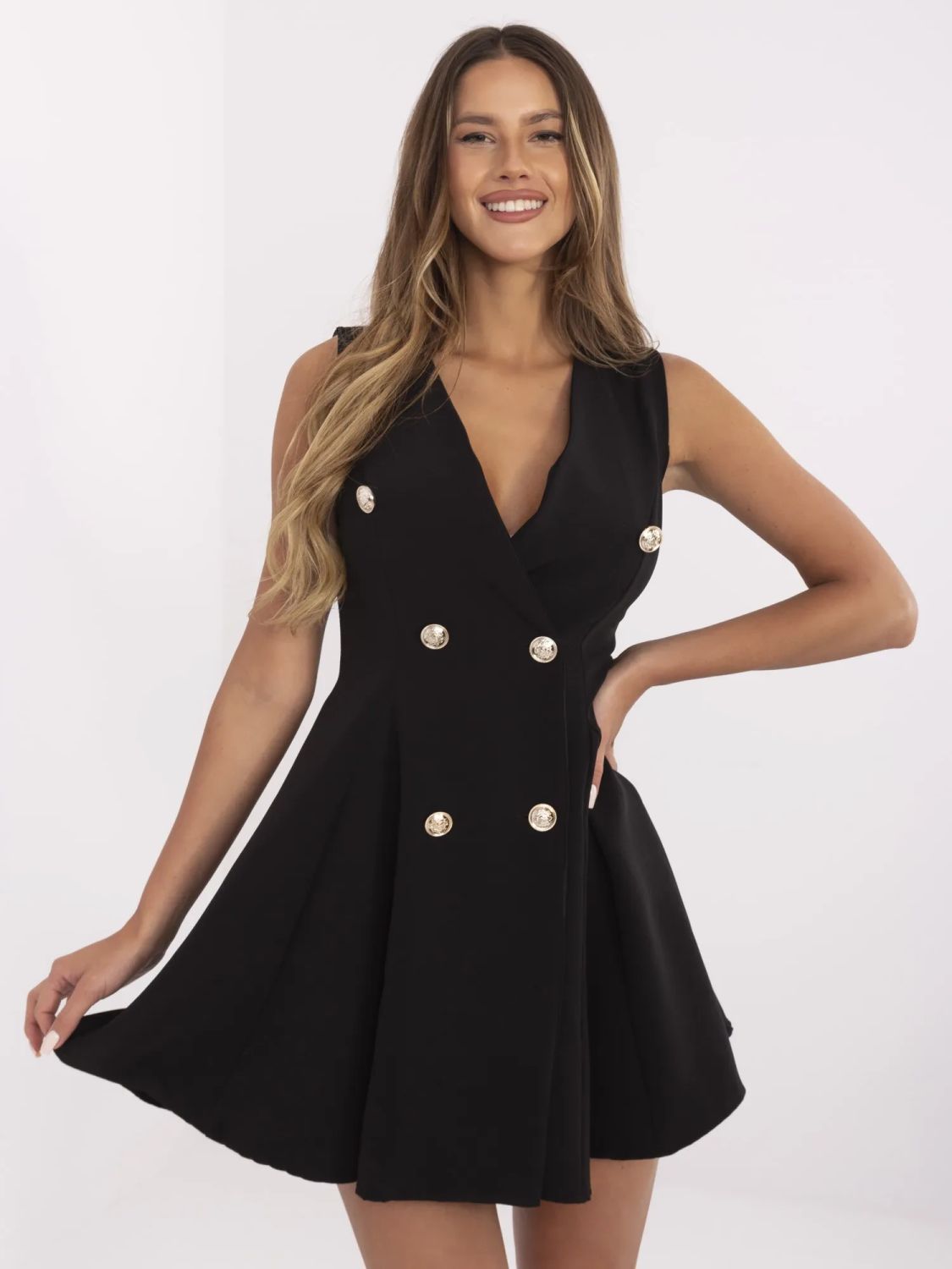 Elegantes schwarzes ausgestelltes Kleid