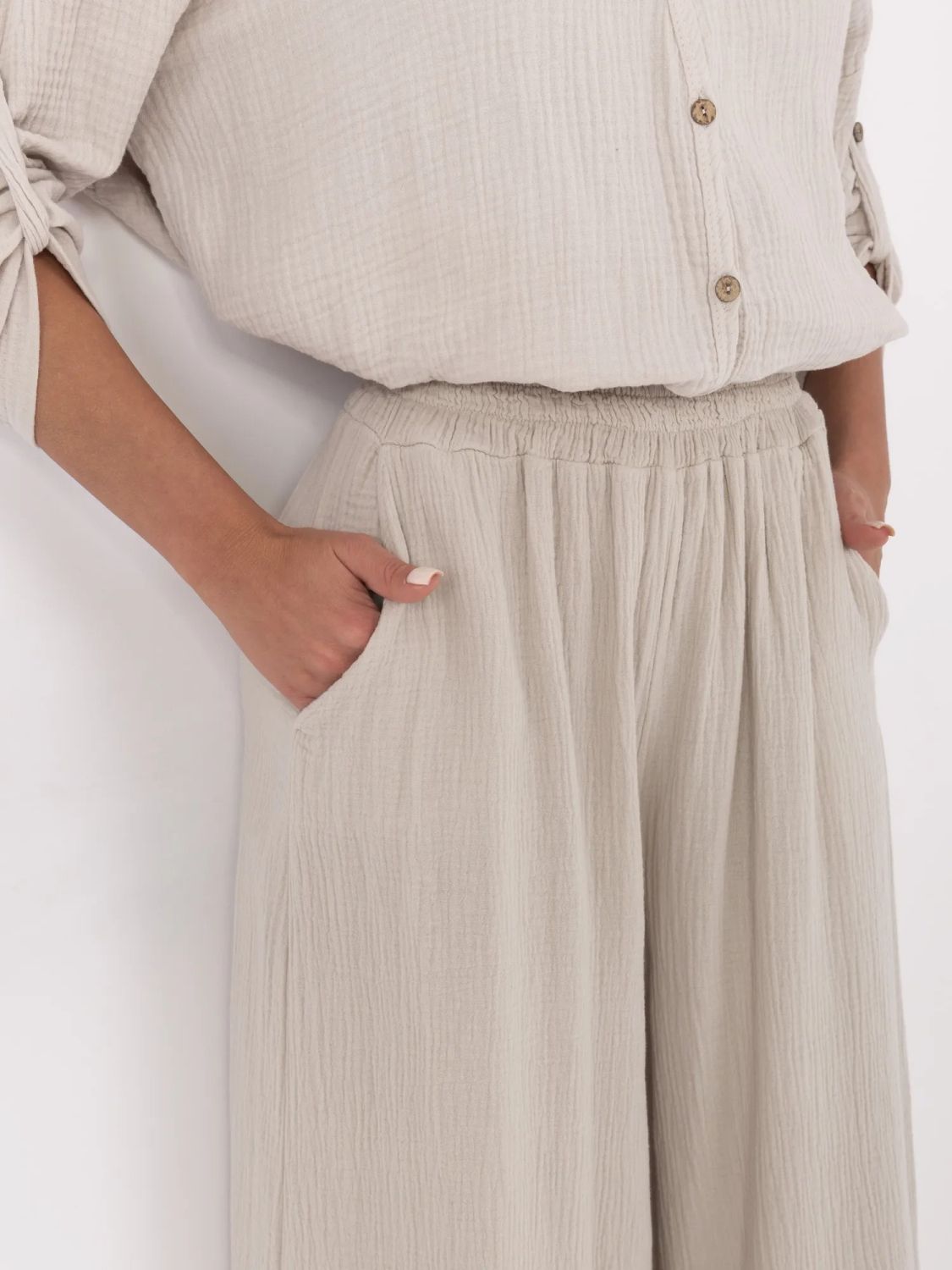 Beige Palazzo-Hosen