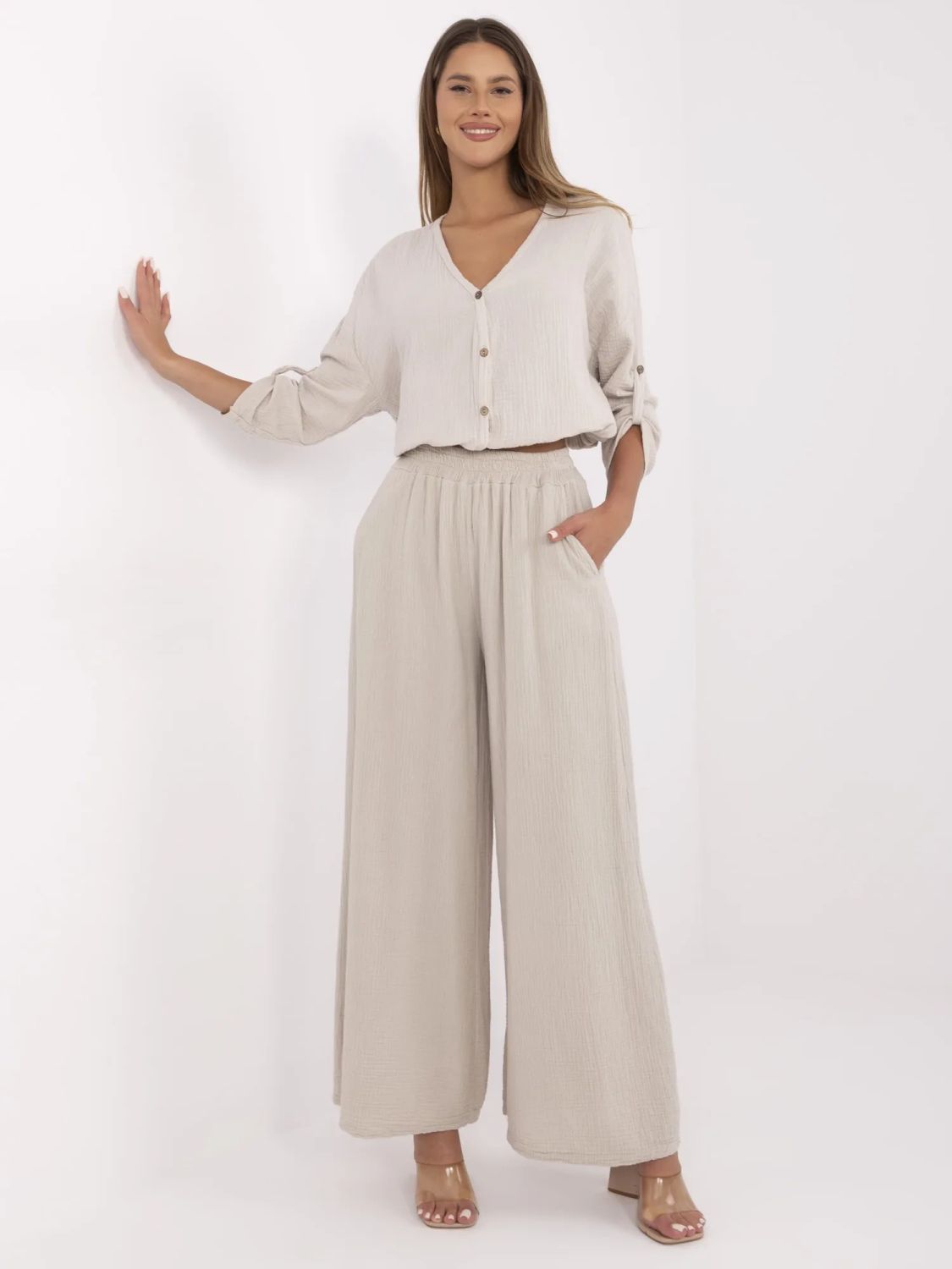 Beige Palazzo-Hosen