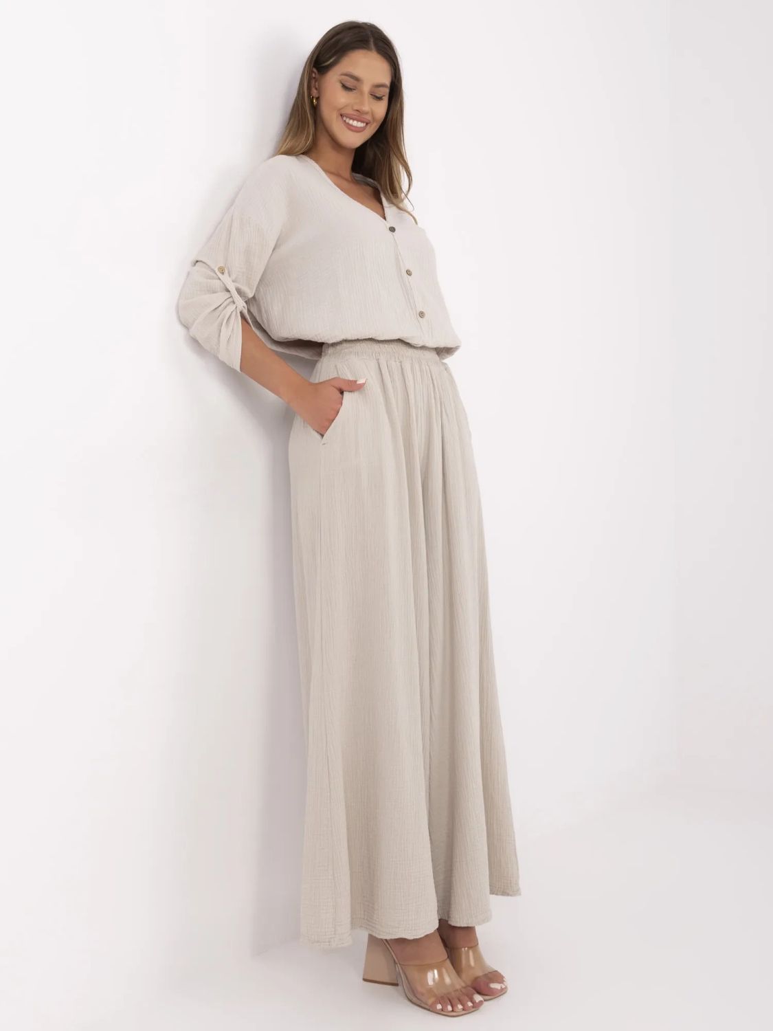 Beige Palazzo-Hosen